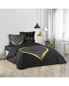 Housse de couette imprimée 220x240 cm + 2 taies 100% coton Crazy love