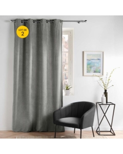 Lot de 2 Rideau tamisant 135 x 260 cm velours uni Novana Anthracite