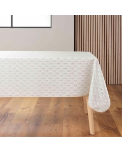 Nappe rectangle 145 x 240 cm polyester imprime metallise piana Naturel