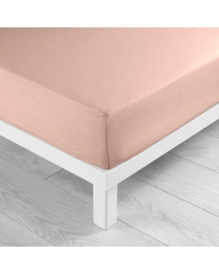 Drap housse 2 personnes 180 x 200 cm uni 57 fils lina Rose