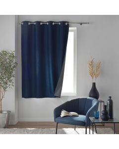 Rideau à œillets 140 x 180 cm 100% occultant thermique - Modèle Crépuscule Bleu