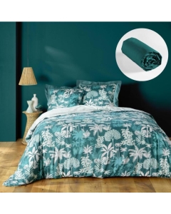 Parure de Lit Scarlett Émeraude 240 x 220 cm + Drap-Housse 140x190 cm