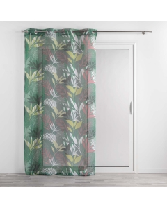 Voilage a oeillets 140 x 240 cm voile sablé imprime Assana Kaki