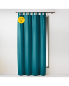 Lot de 2 rideaux 140 x 260 cm unis à passants  Essentiel Pétrole