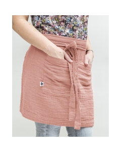 Tablier serveur gaze de coton 45 x 80 cm gaïa rose pêche Rose