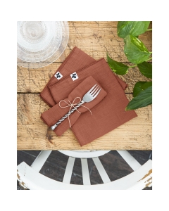 Lot de 3 serviettes gaze de coton 40 x 40 cm gaia terracotta Orange
