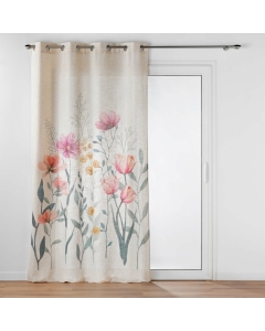 Rideau a oeillets 140 x 260 cm polyester/lin imprime Aquarellis