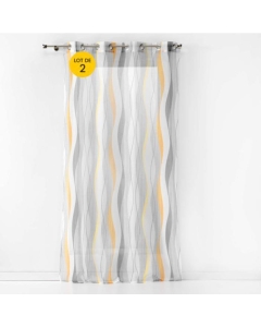Lot de 2 Voilages a oeillets 140 x 240 cm Ondulys Jaune/blanc