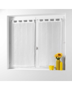 Paire droite passants 2 x 45 x 90 cm voile sable fils chenille linahe Blanc