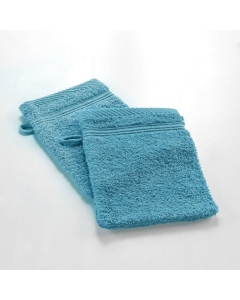 2 gants de toilette 15 x 21 cm eponge unie tendresse Bleu Paon