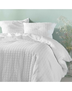 Housse de couette  240 x 220 cm microfibre gaufrée Litea Blanc