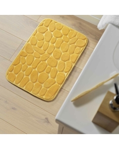 Tapis de bain 50 x 80 cm microfibre unie relief ricochet Ocre