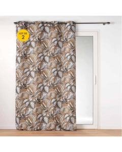 Lot de 2 Rideaux tamisant 140 x 260 cm polyester imprimé Cabana Camel