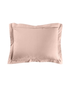 Taie d'oreiller 50 x 70 cm uni 57 fils lina  +point bourdon Rose