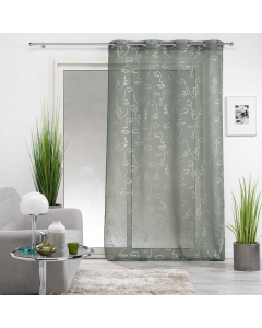 Voilage a oeillets 140 x 240 cm en voile imprimé métallisé Artyline Kaki/argent