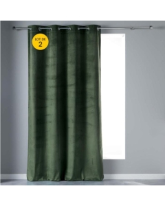 Lot de 2 Rideaux tamisant 140 x 240 cm velours doux Velvetine Kaki