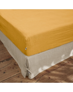 Drap housse 160 x 200 cm en Lin lavé Soline Jaune miel
