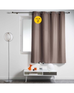 Lot de 2 rideaux spécial petites fenêtres 140 x 180 cm Essentiel Taupe