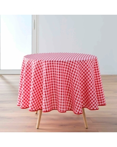 Nappe ronde (0) 180 cm polyester fils teints vichy Rouge
