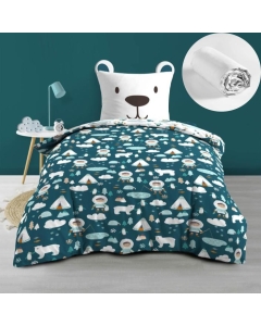Pack housse de couette enfant 140 x 200 cm Igloo + drap housse 90 x 190 Blanc