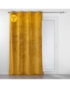 Lot de 2 Rideaux occutant 140 x 240 cm en velours relief Analia Ocre