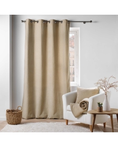 Rideau tamisant à œillets bouclette unie Wooly Beige 140 x 240 cm