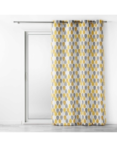 Rideau Tamisant a oeillets L140 x H260 cm polyester Palpito Jaune/blanc