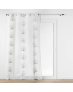 Voilage grande hauteur 140 x 280 cm voile sablé brodé Palmaris Beige