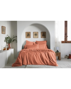 Housse de Couette 240 x 220 cm - Satin d’Eucalyptus Uni Lysandre Terracotta