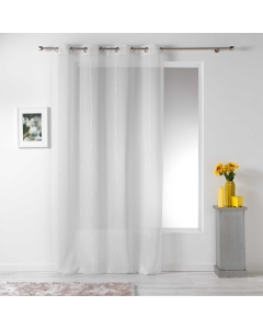 Panneau a oeillets 140 x 260 cm voile sable fils chenille linahe Blanc