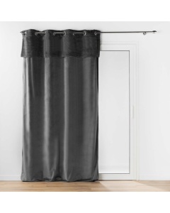 Rideau a oeillets 140 x 240 cm velours et imitation fourrure  Caresse Anthracite