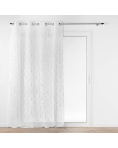 Panneau a oeillets 140 x 240 cm voile sable brode metallise felicia Argent