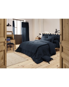 Housse de couette double gaze de coton luxe  240 x 220 cm Gaia Bleu foncé