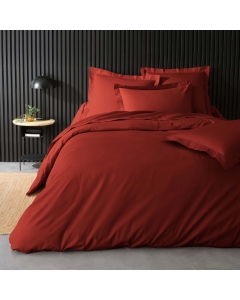 Housse de Couette Brique en Percale de Coton - Douceur et Élégance 240 x 220 cm