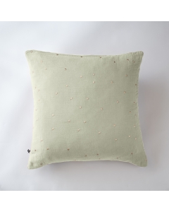 Taie d'oreiller gaze de coton brodée fil or 60 x 60 cm Gaia Chic Vert d'eau