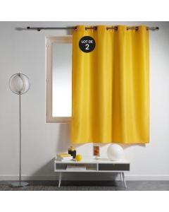 Lot de 2 rideaux spécial petites fenêtres 140 x 180 cm Essentiel Jaune