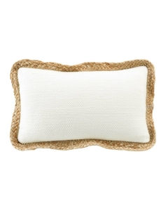 Coussin déhousssable passepoil 30 x 50 cm polycoton +jute Akina Naturel