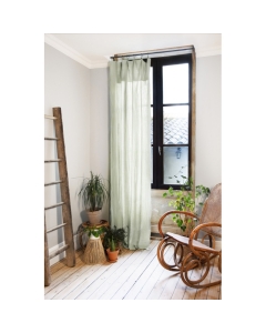 Lot de 2 rideaux 140 x 300 cm réglables double gaze de coton Vert d'eau