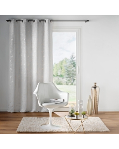 Rideau à œillets occultant imprimé métallisé argent Éclat gris pale 140 x 260 cm