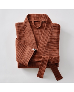 Peignoir Kimono Mixte L/XL – Gaze de Coton Gaïa Terracotta