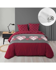 Housse de couette 240 x 220 cm en microfibre de flanelle Alpille avec drap housse en coton blanc 140x190 cm