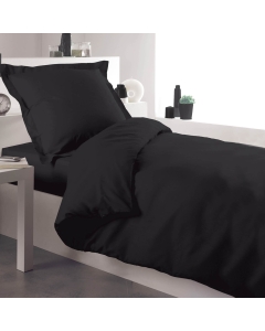 Pack parure 140x 200 cm+ taie + drap housse Noir