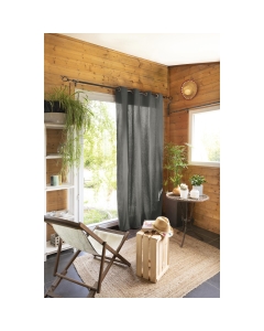 Rideau 100% coton prélavé 140 x 260 cm Kala Gris anthracite