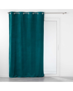 Rideau tamisant à oeillets 140 x 260 cm velours reflief Velouriane Pétrole