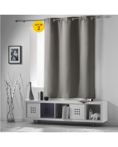 Paire de rideaux a oeillets 140 x 180 cm occultant uni occult Gris perle