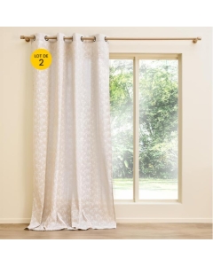 Lot de 2 Rideaux a oeillets 140 x 240 cm polycoton Imprime Palmier Saharis