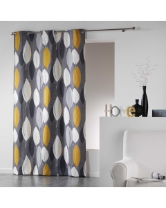 Rideau tamisant en coton 140 x 240 cm Leafy jaune