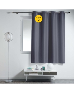Lot de 2 rideaux spécial petites fenêtres 140 x 180 cm Essentiel Béton