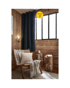Lot de 2 rideaux petite hauteur 140 x 180 cm occultant doublé polaire Bjorn Bleu