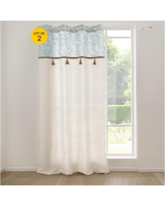 Lot de 2 Rideaux à Œillets Hera - 140 x 240 cm - Coton/Polyester avec Pompons